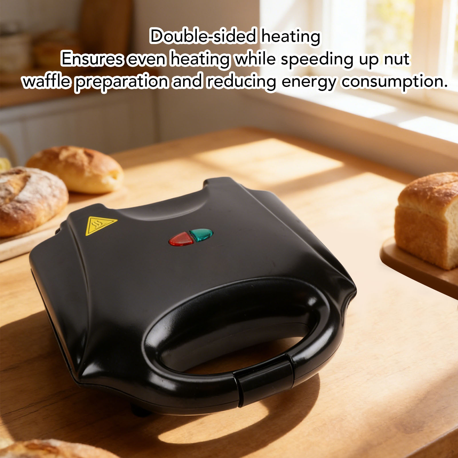 Mini Waffle Maker Machine - Walnut Maker 750W 12 Capacity Nonstick
